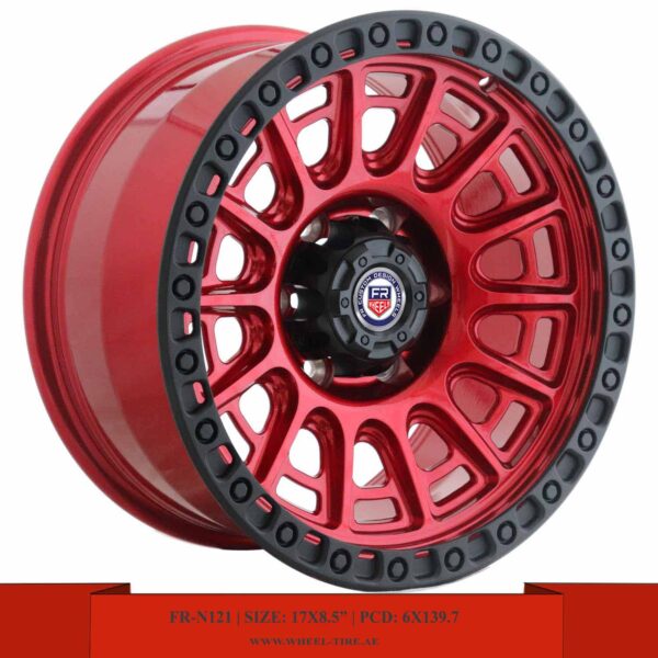 17" red alloy wheel for Patrol, VTC, Platinum, Sierra, Silverado, Hilux, FJ Cruiser, Prado, New Land Cruiser 22+ and Pajero