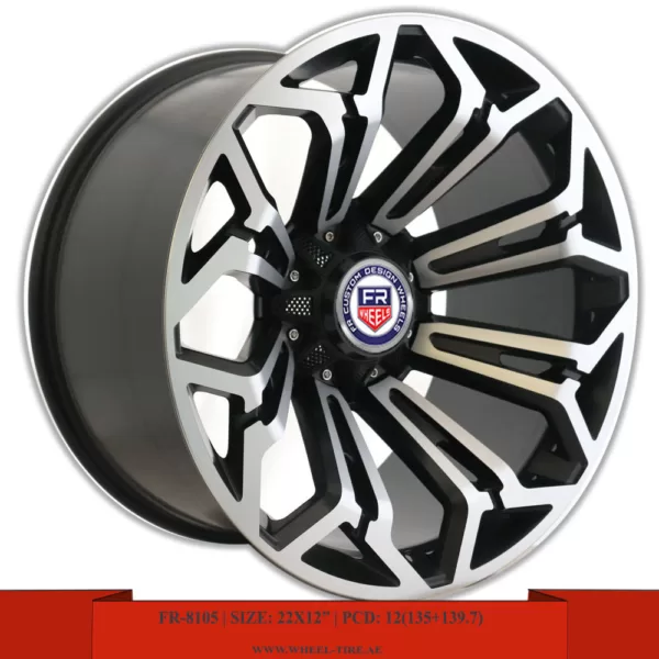 22" machined-face matte black alloy wheels for Prado, Hilux, FJ Cruiser, Tahoe, Silverado, Sierra, Yukon, F150 and Nissan Patrol