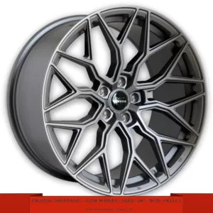 20" matte gray Ford Mustang and Nissan GTR alloy wheels