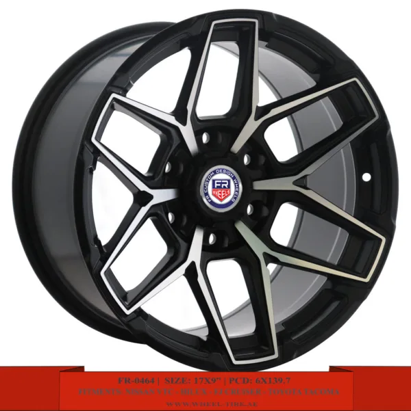 17" machined face matte black alloy wheels for Nissan Y61 VTC, Toyota Hilux, Toyota FJ Cruiser, and Toyota Tacoma