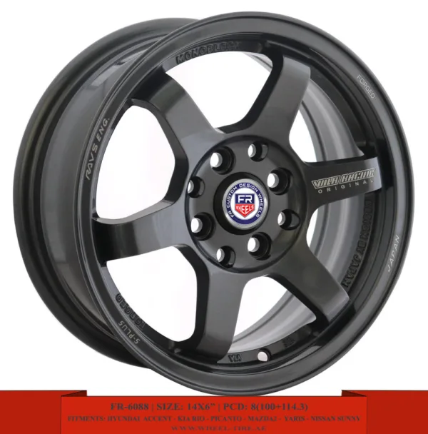 14" dark gray alloy wheels for Toyota Yaris, Nissan Sunny, Mazda2, KIA Picanto, KIA Rio and Hyundai Accent