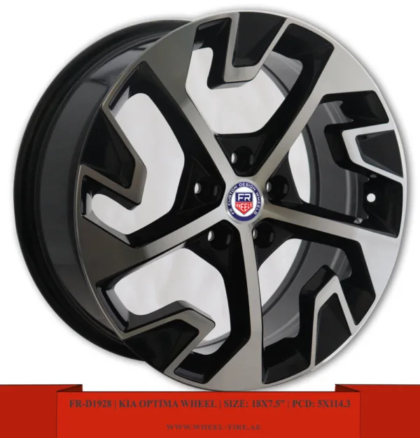 18" machined face matte black alloy wheel for KIA Optima cars