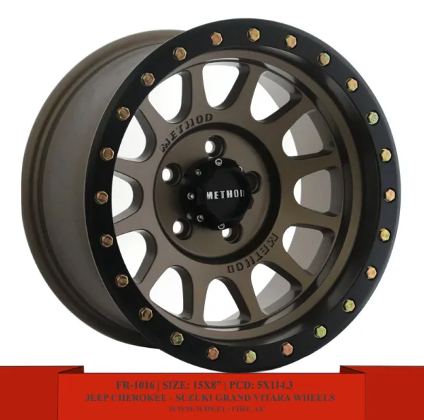 15" Bronze and Matte Black Alloy Wheels for Jeep Grand Cherokee, Suzuki Grand Vitara and Nissan Patrol Y60