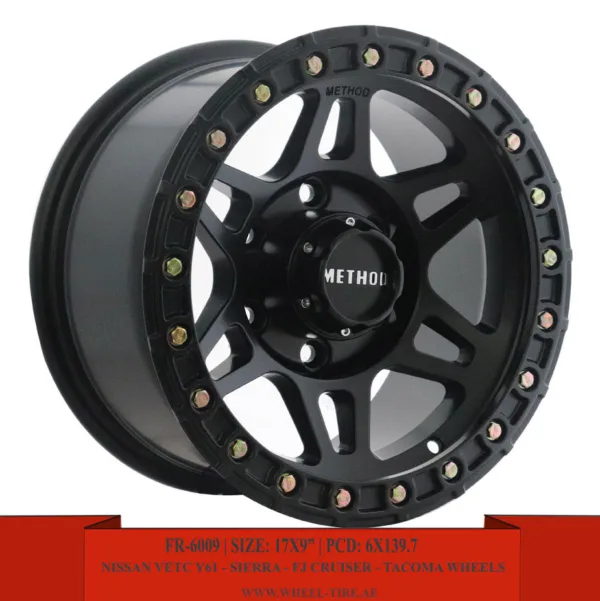 15" & 17" matte black and Titanium color Method Alloy Wheels for Toyota Tacoma, FJ Cruiser, Nissan VETC, Jeep Grand Cherokee and Suzuki Grand Vitara