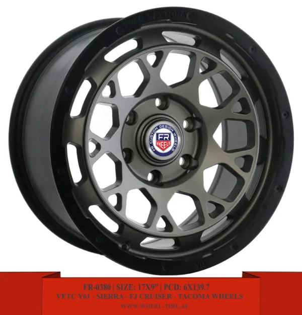 17" matte black and matte gray Alloy Wheels for Toyota Tacoma, GMC Sierra, Toyota FJ Cruiser and Nissan VETC