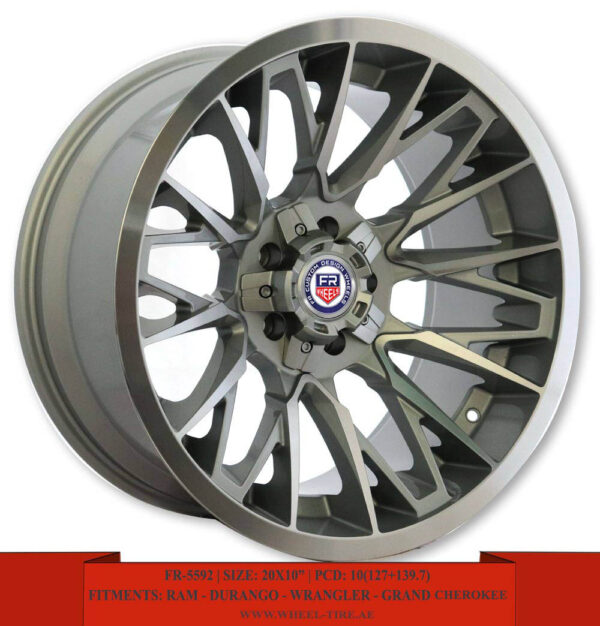 20" Matte Silver Alloy Wheels for RAM, Dodge Durango, Jeep Wrangler and Jeep Grand Cherokee