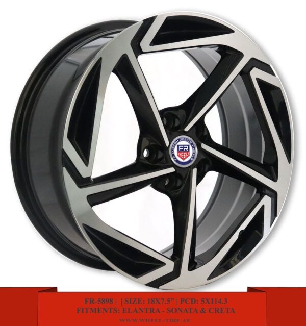 18" matte black Alloy Wheels for Hyundai Elantra, Sonata and Creta