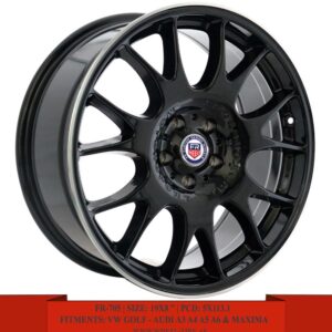 19" glossy black with white lip lines Alloy Wheels for VW Golf, Audi A3, A4, A5, A6 and Nissan Maxima