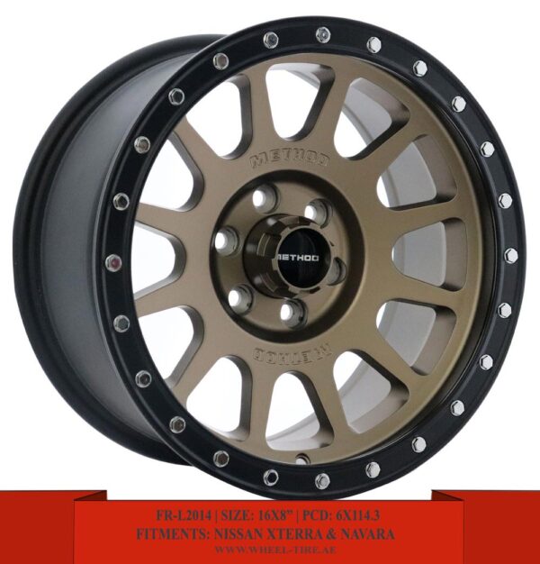 16" Matte bronze with matte black lips Method Rims for Nissan Xterra and Navara