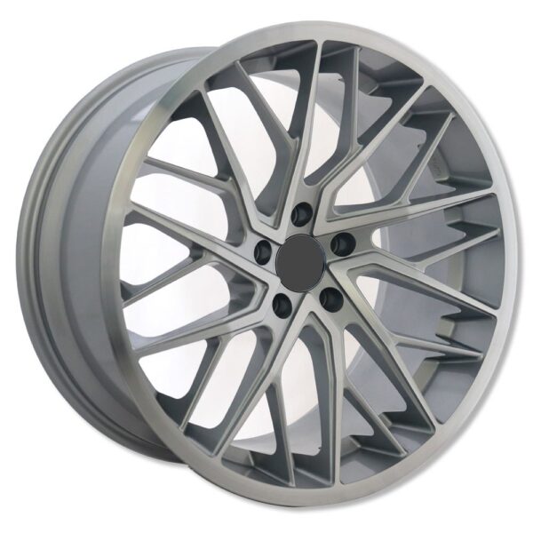 20" machined silver and matte black alloy wheels for Ford Mustang, Nissan GTR, Dodge Challenger and Charger