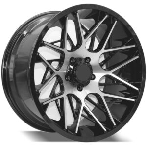 FR-0318 JEEP WRANGLER AND GRAND CHEROKEE 20" MACHINED FACE BLACK ALLOY WHEELS