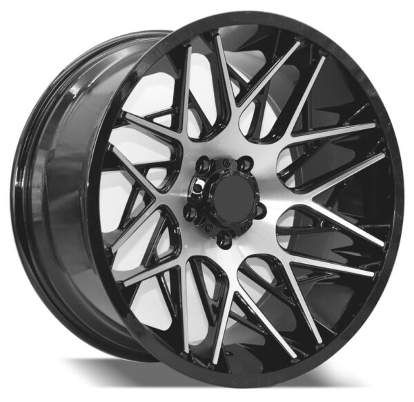 FR-0318 JEEP WRANGLER AND GRAND CHEROKEE 20" MACHINED FACE BLACK ALLOY WHEELS