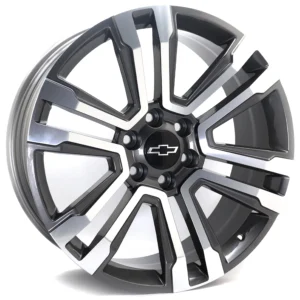22-inch Chevrolet Alloy Wheel – 22x9, 6x139.7, ET24 | Premium Dark Machined Grey Finish for Silverado, Tahoe, Suburban & Sierra