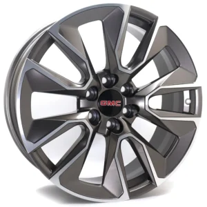 22-inch GMC Style Wheel – 22x9, 6x139.7, +28mm Offset, Machined Gunmetal (78.1mm Bore) for Sierra, Yukon, & Silverado