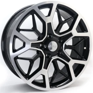 20-inch Jeep Style Alloy Wheel Rim | 20x8, 5x127 Bolt Pattern, ET56 Offset, Machine Black Finish (71.6mm Hub Bore)
