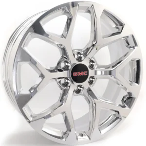 22-inch Premium GMC Style Snowflake Replica Alloy Wheel - 22x9, 6x139.7, ET24, Bright Chrome Finish (78.1mm Hub Bore) for Sierra, Yukon, Denali