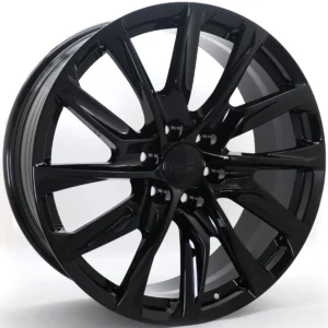 22-inch Gloss Black Multi-Spoke Aftermarket Wheel Rim, 6x139.7 PCD, +31mm Offset, 78.1 CB - Single Wheel