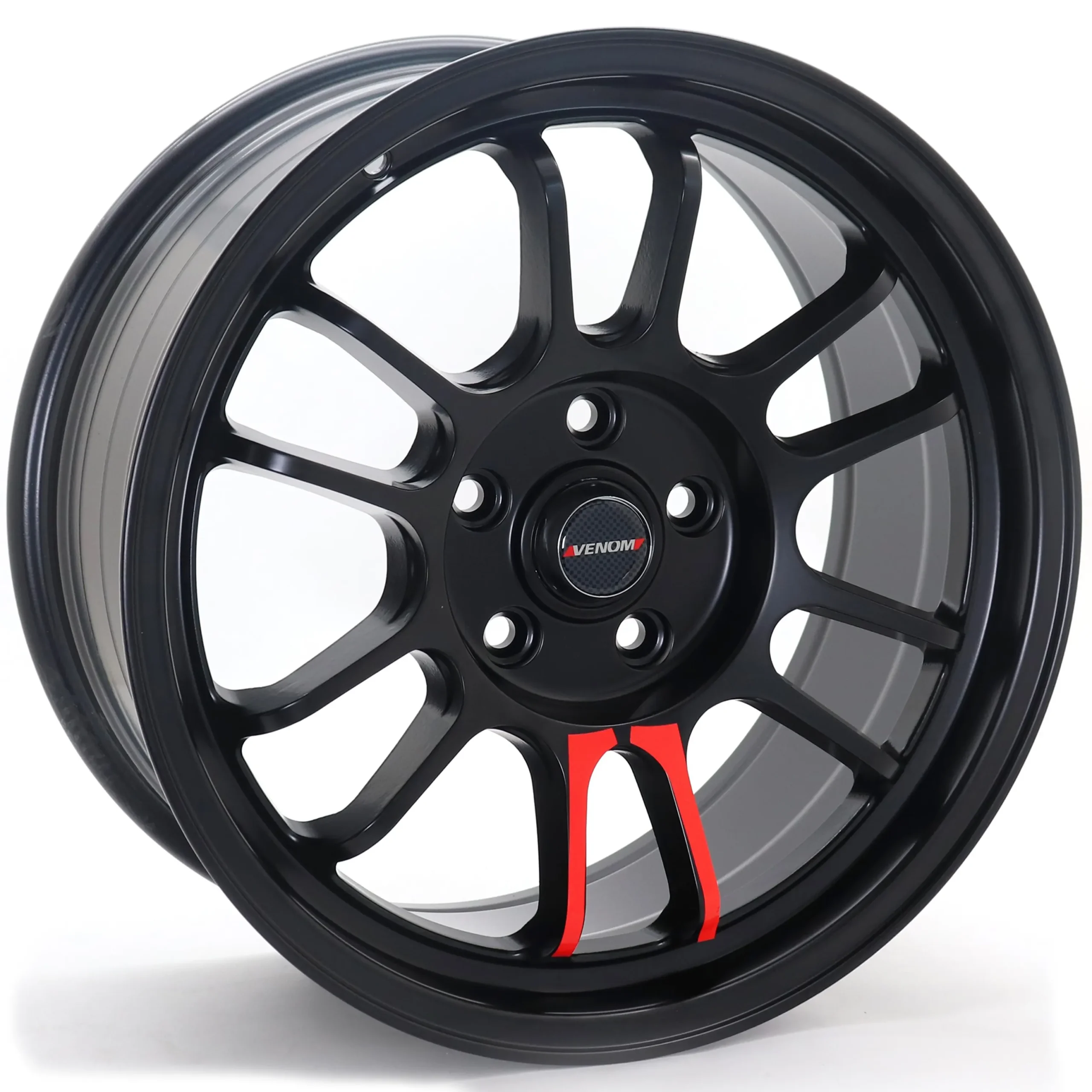 X014 17X8 5X114.3 ET35 MAT BLACK 2 SPOKE RED (CB73.1)
